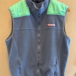 Vineyard Vines Mens Blue and Mint Fleece Vest - Size L